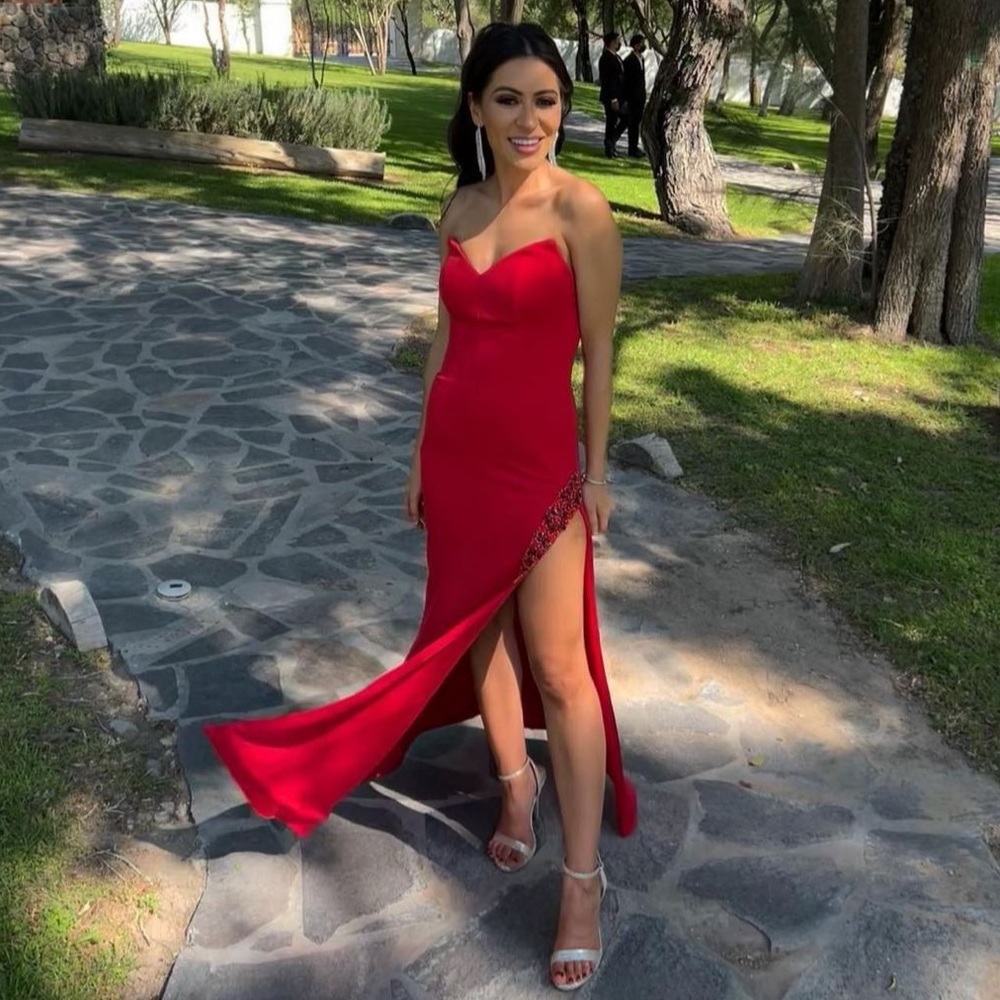 RED WEDDING GUEST DRESS